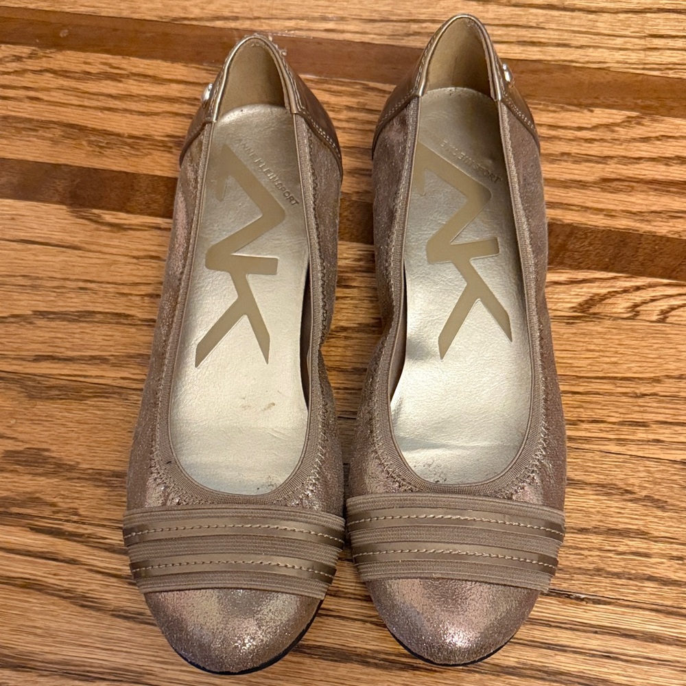 Anne Klein Sport Taupe Loafers with Strap Detail